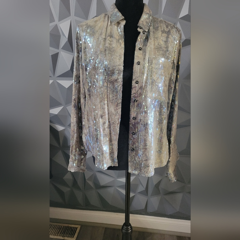 Button down sequin shirt